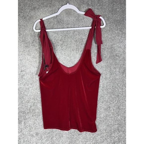 Gibson‎ x Glam Squad Velour Adjustable Tie Strap Tank Top Womens Size XS Red NWT - Picture 1 of 8